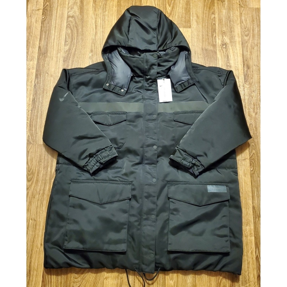 Nike‎ Sportswear Jacket Women Large Black City Ready Down Fill Parka Big Pockets